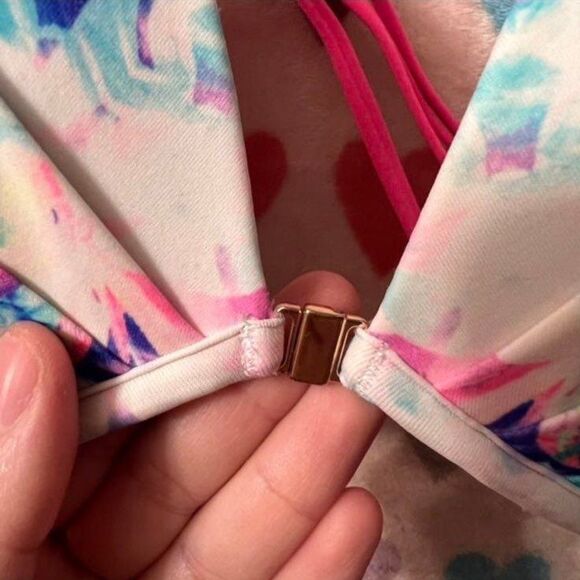 Victoria's Secret The Fabulous Watercolor Push Up Strappy Bikini Top Swim 36C - Picture 3 of 7